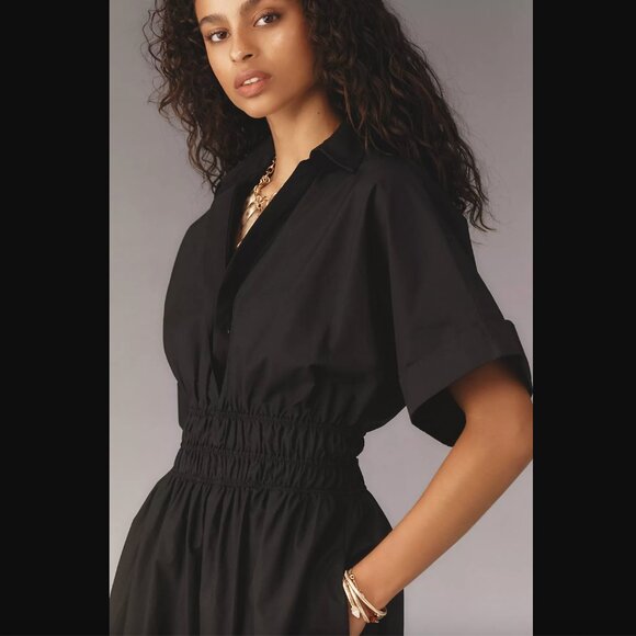 The Somerset Tiered Maxi Dress by Anthropologie: Shirt Dress Edition, Black - Picture 3 of 11